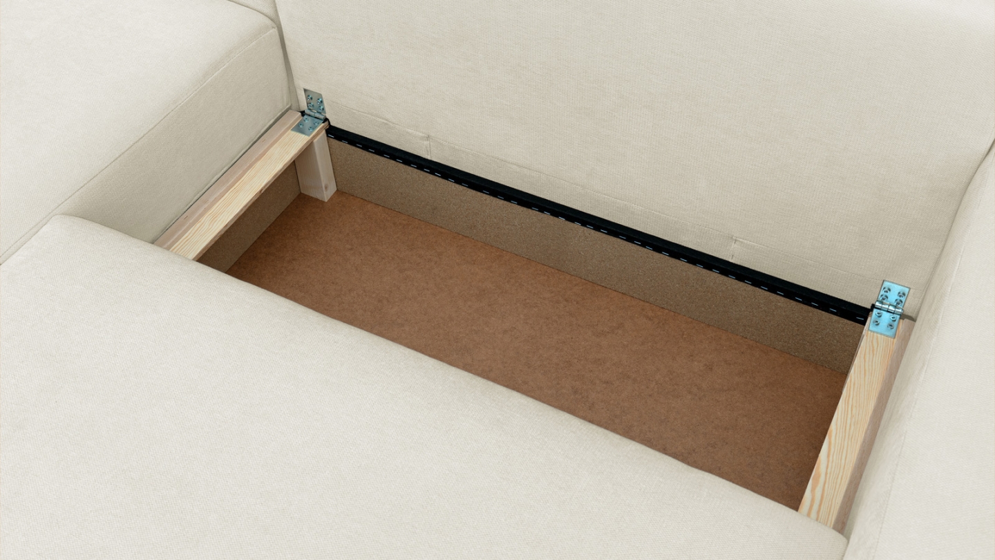 Canapé d'angle gauche convertible 3 places en tissu chenille beige - Sonny