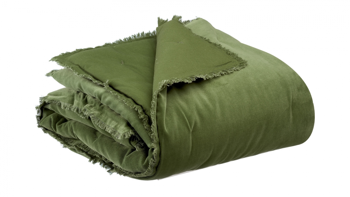 Edredon en velours Vert eucalyptus 85 x 200 cm - Fara