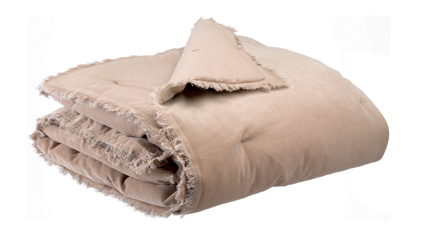 Edredon en velours Taupe 85 x 200 cm - Fara