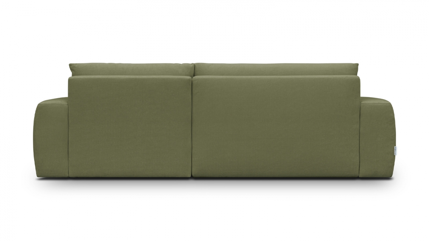 Canapé d'angle droit convertible 3 places en tissu chenille vert olive - Sonny