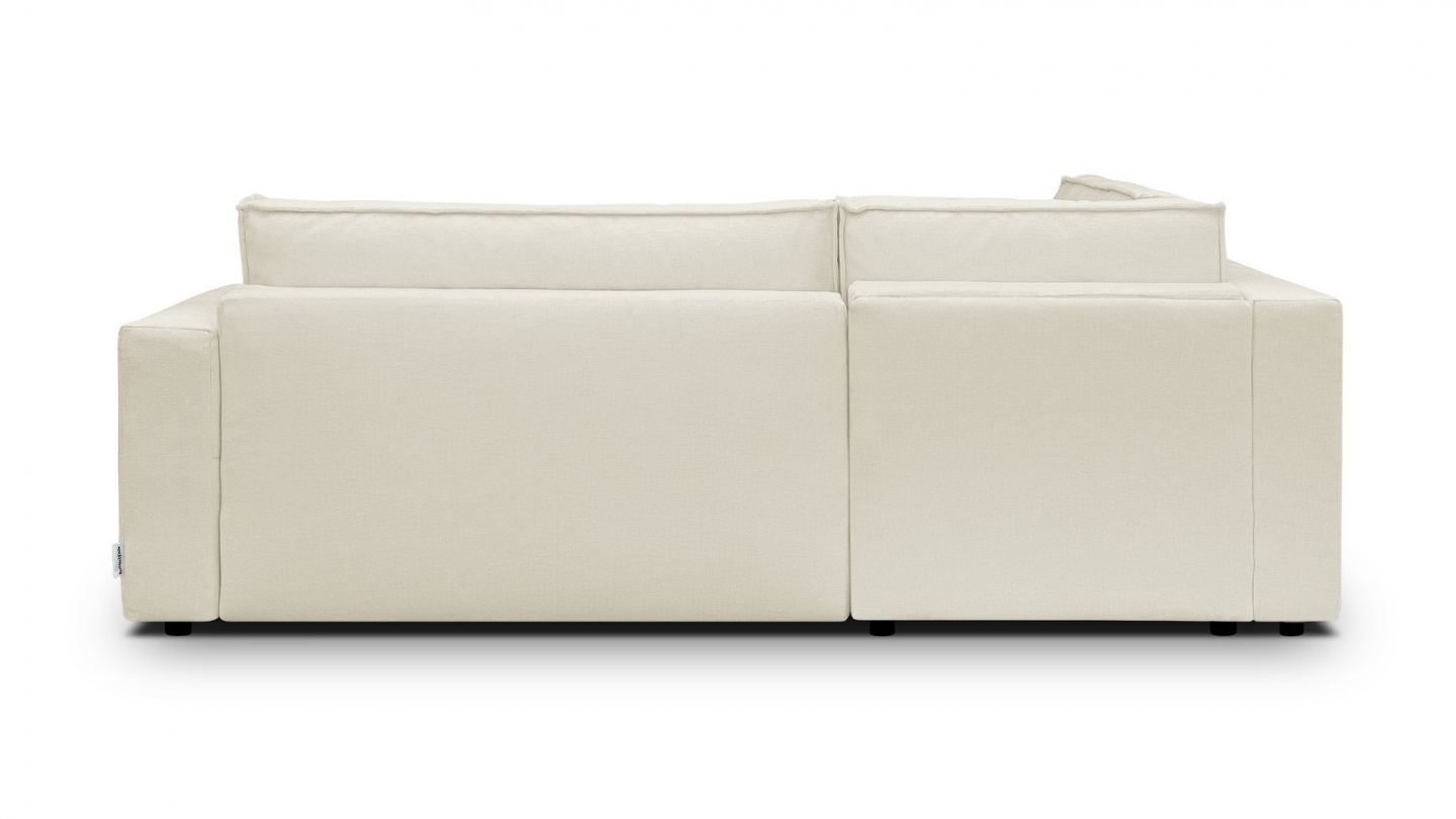 Canapé d'angle ouvert à gauche convertible 3 places en tissu chenille beige - Emma