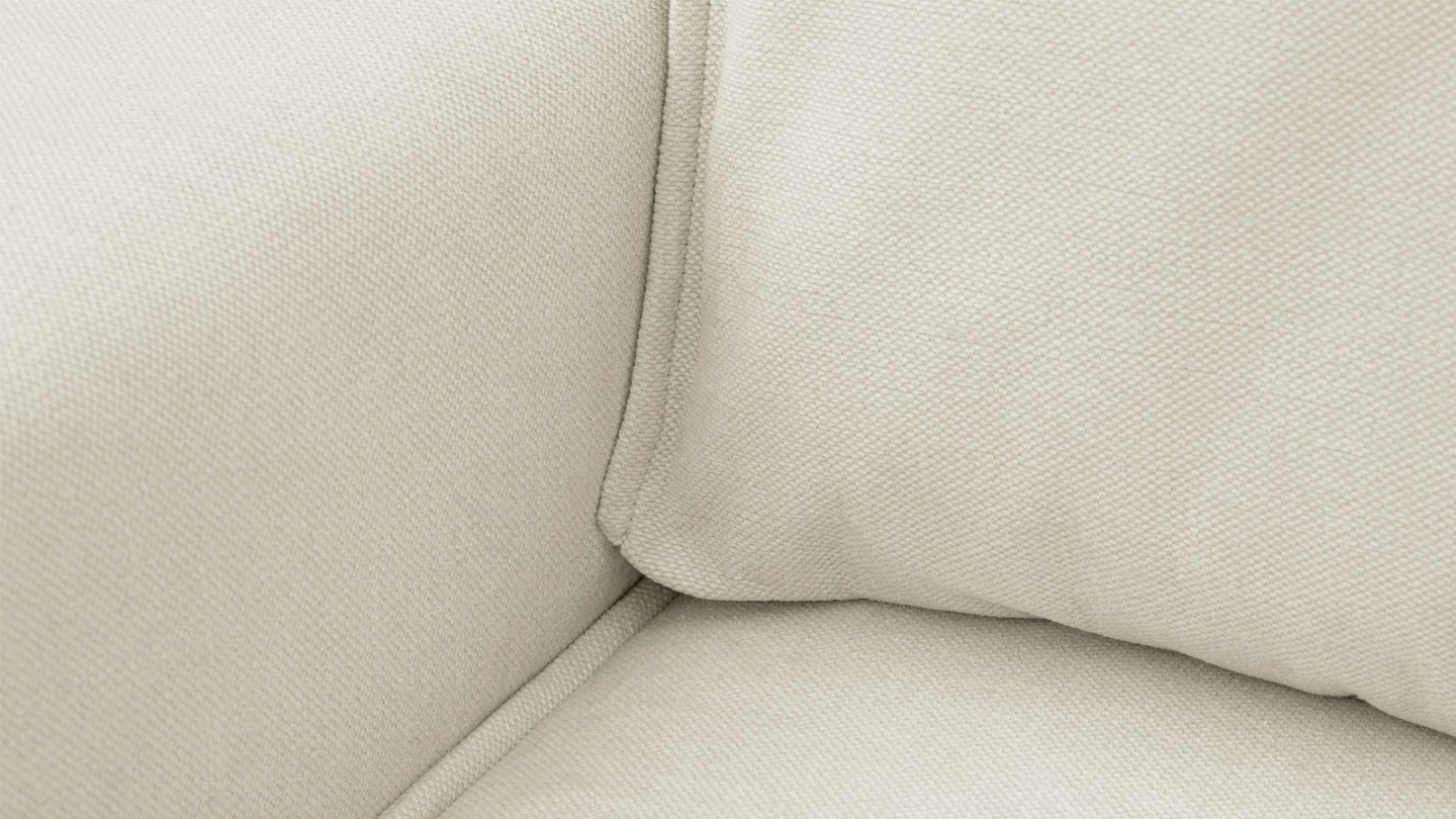 Canapé d'angle ouvert à droite convertible 3 places en tissu chenille beige - Emma
