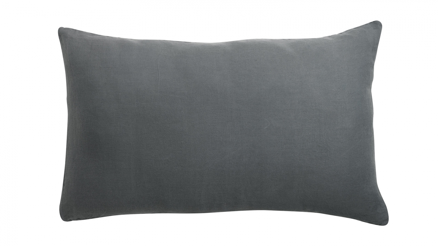 Lot de 2 Taies d'oreiller en chanvre Gris 50 x 75 cm - Kala