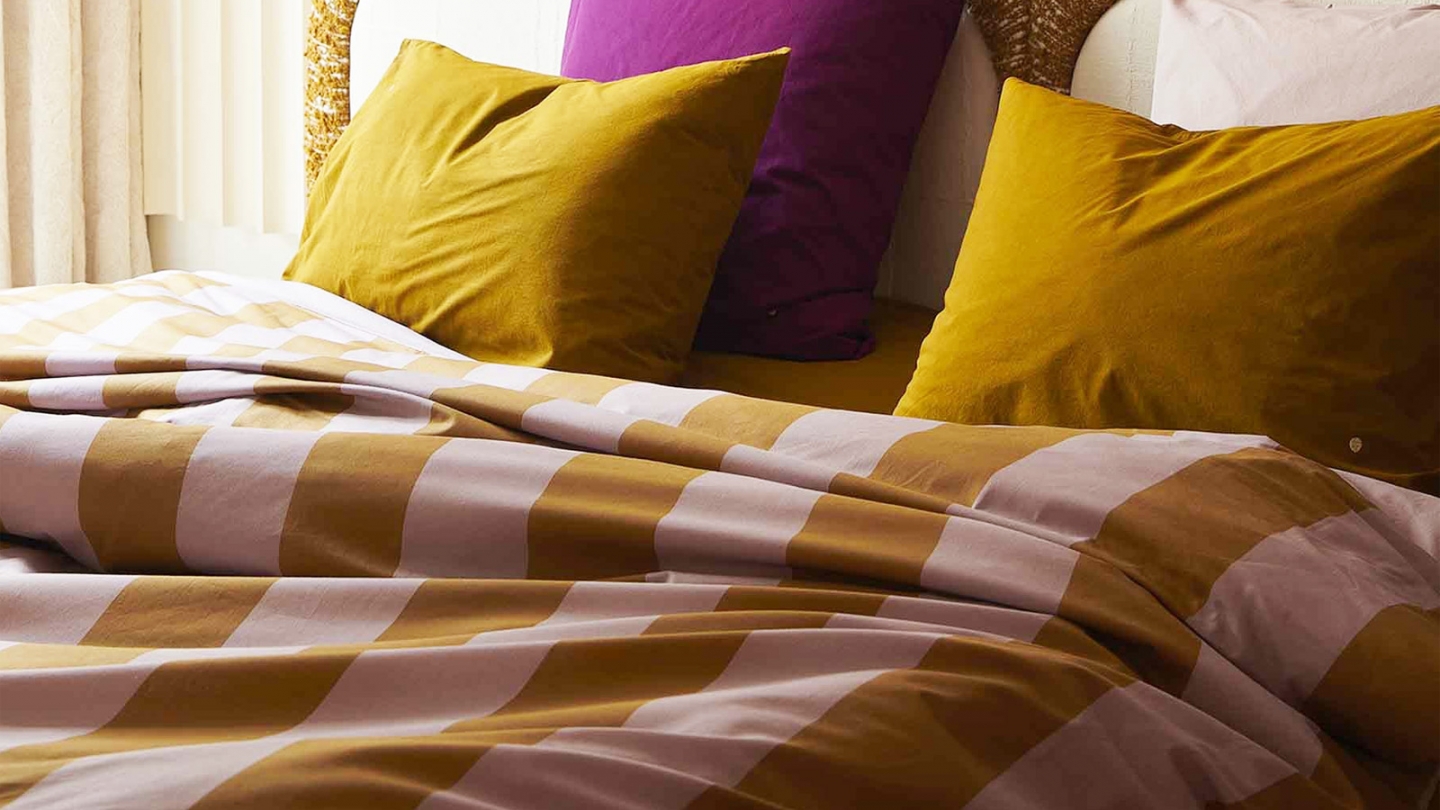 Housse de couette en coton bio rayée Rose 220 x 240 cm - Malo