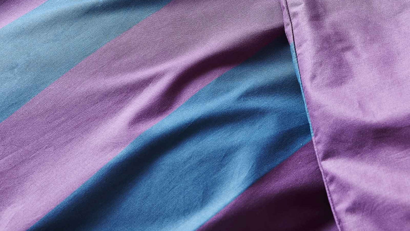 Housse de couette en coton bio rayée Violet/bleu 140 x 200 cm - Malo