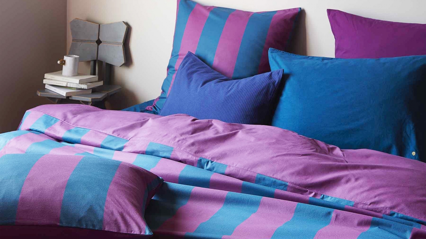 Housse de couette en coton bio rayée Violet/bleu 240 x 260 cm - Malo