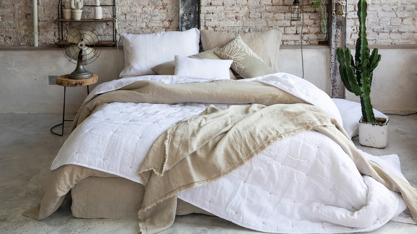Housse de couette en lin Jaune 140 x 200 cm - Zeff