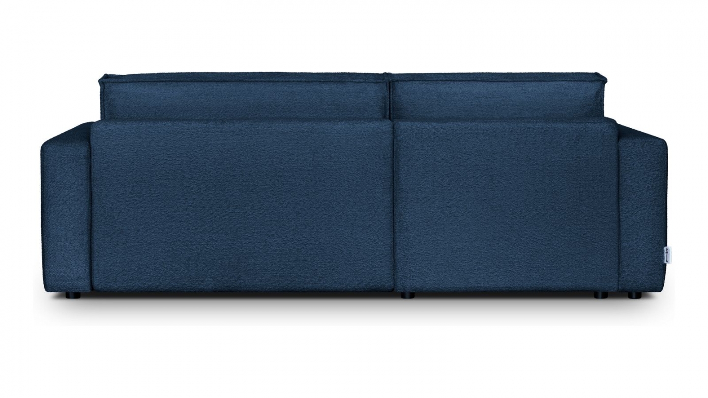 Canapé d'angle à gauche convertible 3 places en tissu bouclé bleu foncé - Asti Canapé d'angle à gauche convertible 3 places en tissu bouclé bleu foncé - Asti