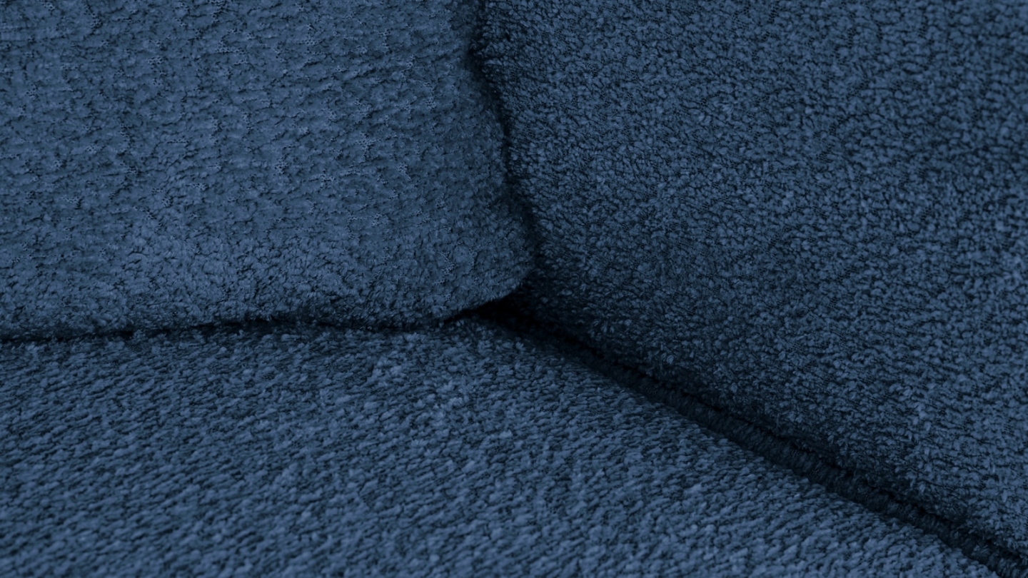 Canapé d'angle à gauche convertible 3 places en tissu bouclé bleu foncé - Asti Canapé d'angle à gauche convertible 3 places en tissu bouclé bleu foncé - Asti