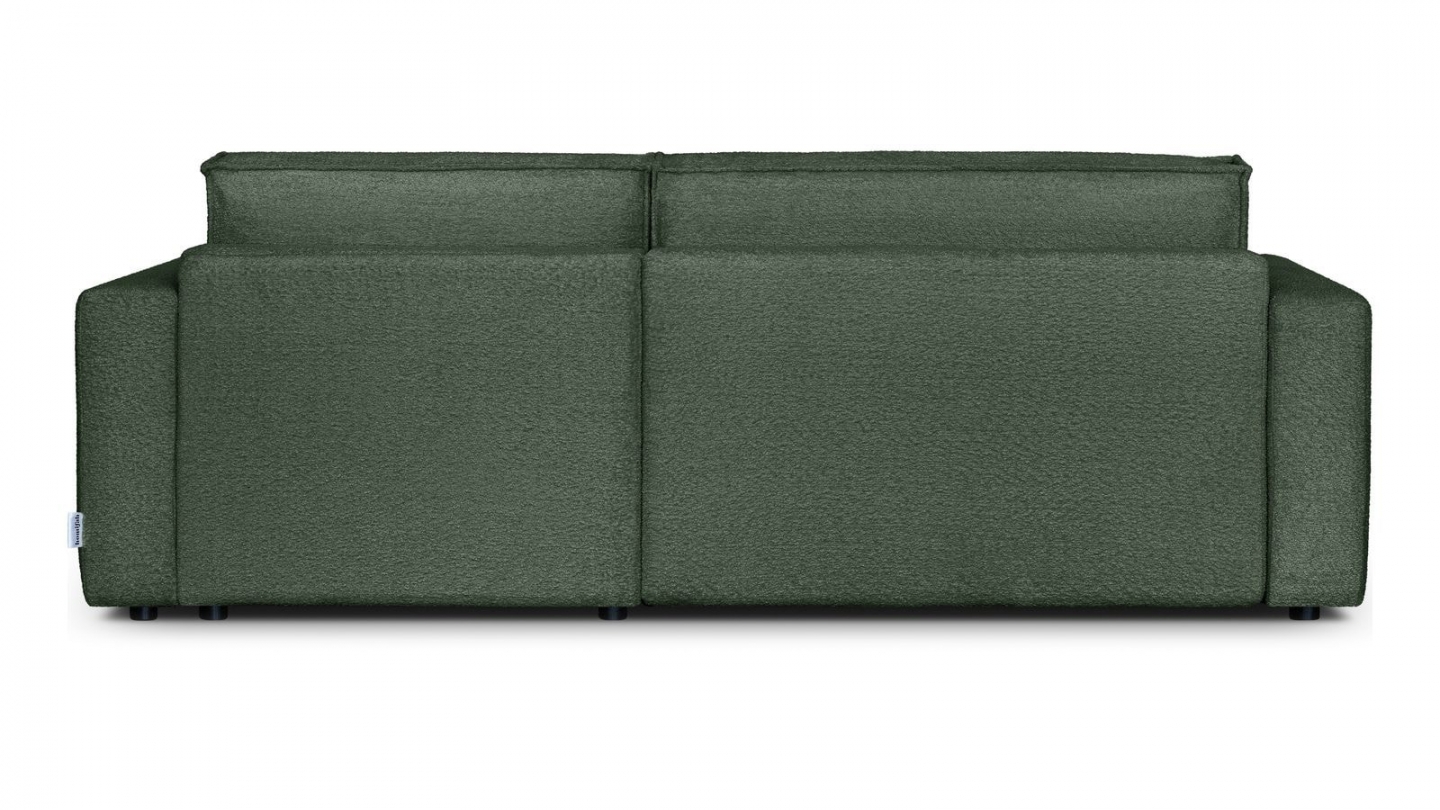 Canapé d'angle à droite convertible 3 places en tissu bouclé vert foncé - Asti Canapé d'angle à droite convertible 3 places en tissu bouclé vert foncé - Asti