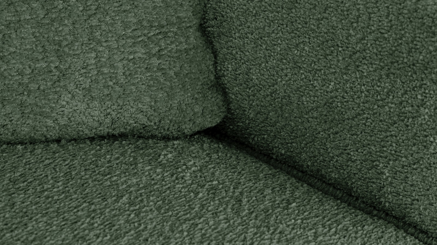 Canapé d'angle à gauche convertible 3 places en tissu bouclé vert foncé - Asti Canapé d'angle à gauche convertible 3 places en tissu bouclé vert foncé - Asti