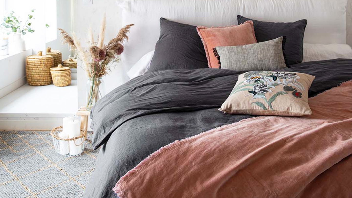 Housse de couette en lin Gris 140 x 200 cm - Zeff