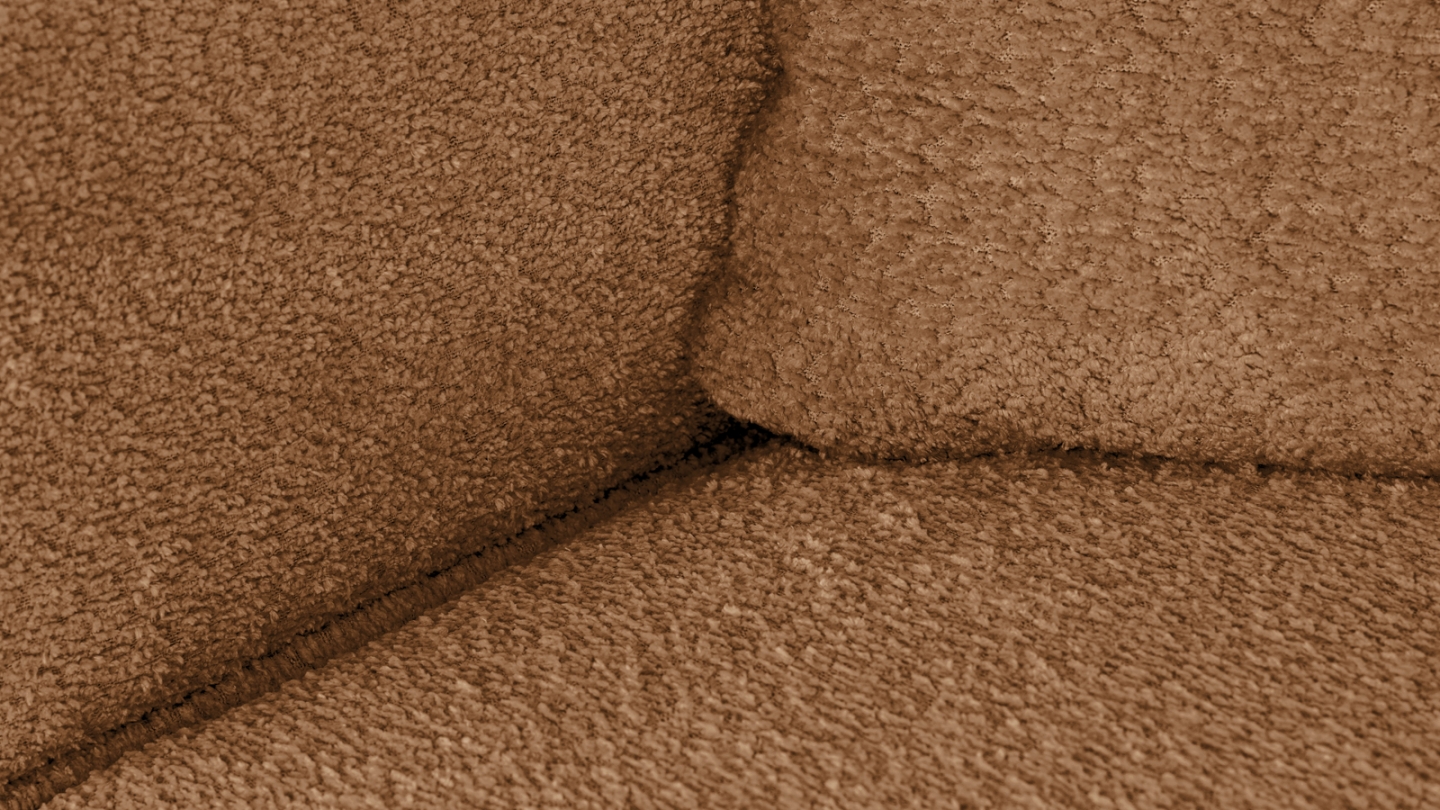 Canapé d'angle à droite convertible 3 places en tissu bouclé rouille - Asti Canapé d'angle à droite convertible 3 places en tissu bouclé rouille - Asti