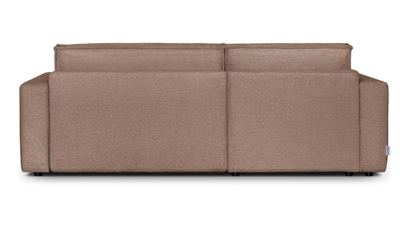 Canapé d'angle à gauche convertible 3 places en tissu bouclé rose poudré - Asti