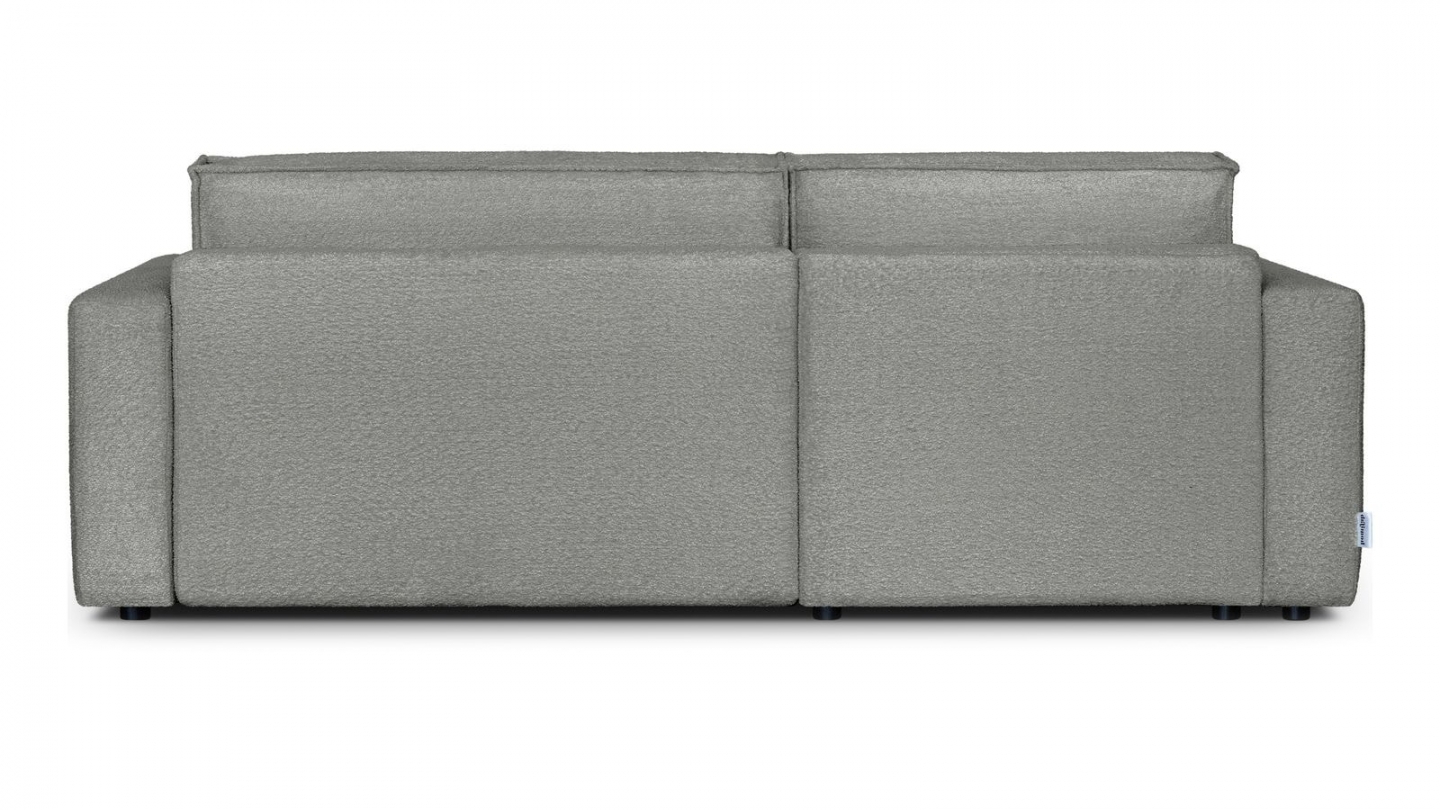 Canapé d'angle à gauche convertible 3 places en tissu bouclé gris clair - Asti