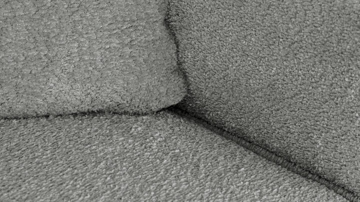 Canapé d'angle à gauche convertible 3 places en tissu bouclé gris clair - Asti