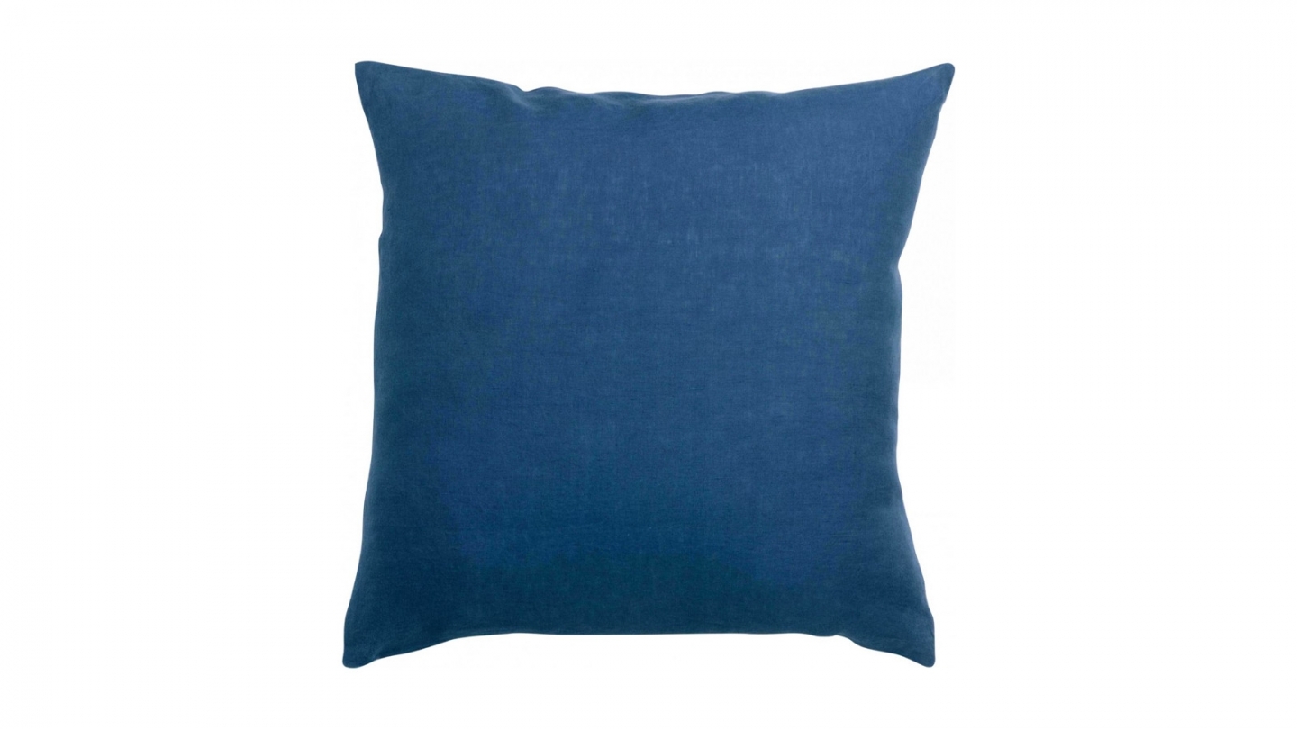 Lot de 2 Taies d'oreiller en lin bleu 65 x 65 cm - Zeff Lot de 2 Taies d'oreiller en lin bleu 65 x 65 cm - Zeff
