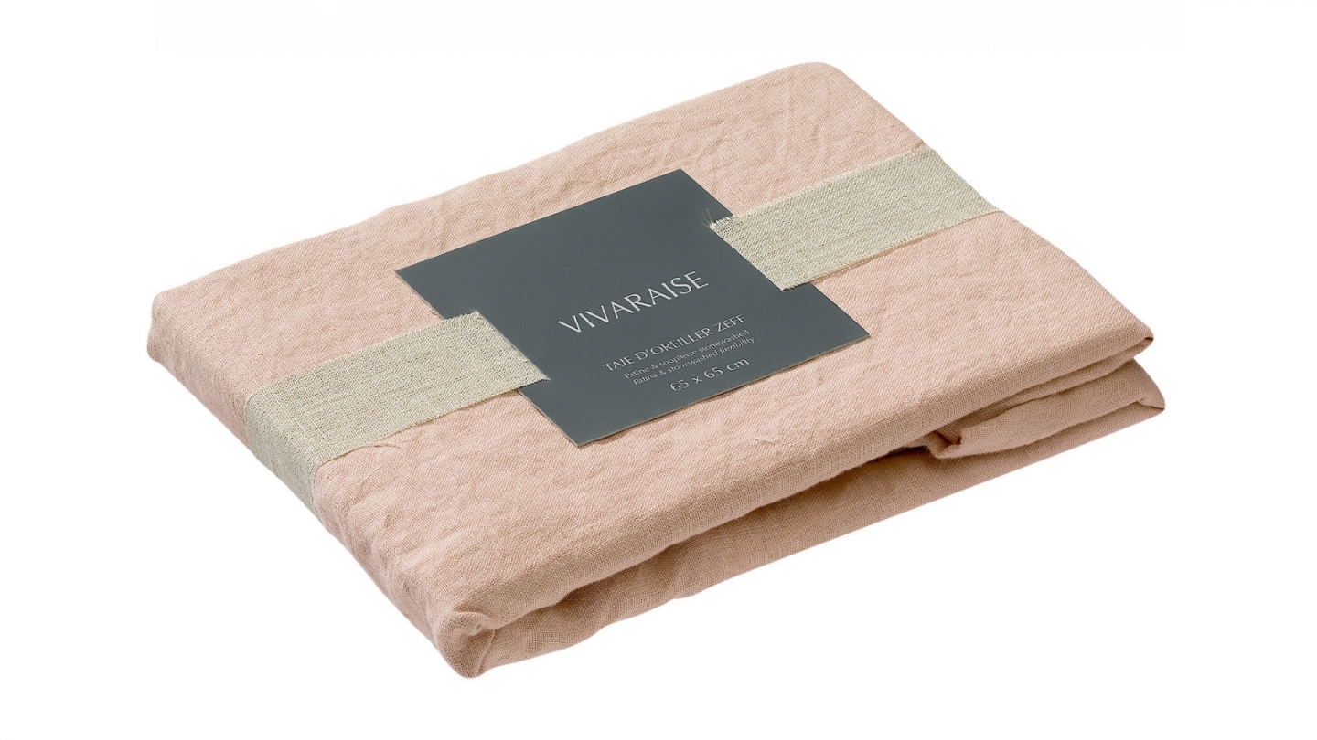 Lot de 2 Taies d'oreiller en lin bleu 65 x 65 cm - Zeff Lot de 2 Taies d'oreiller en lin bleu 65 x 65 cm - Zeff
