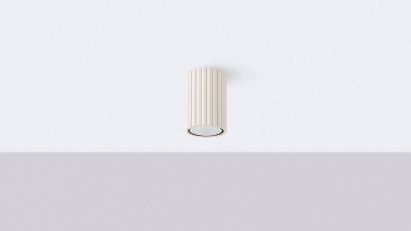 Plafonnier en aluminium cannelé 10 cm beige - Karbon