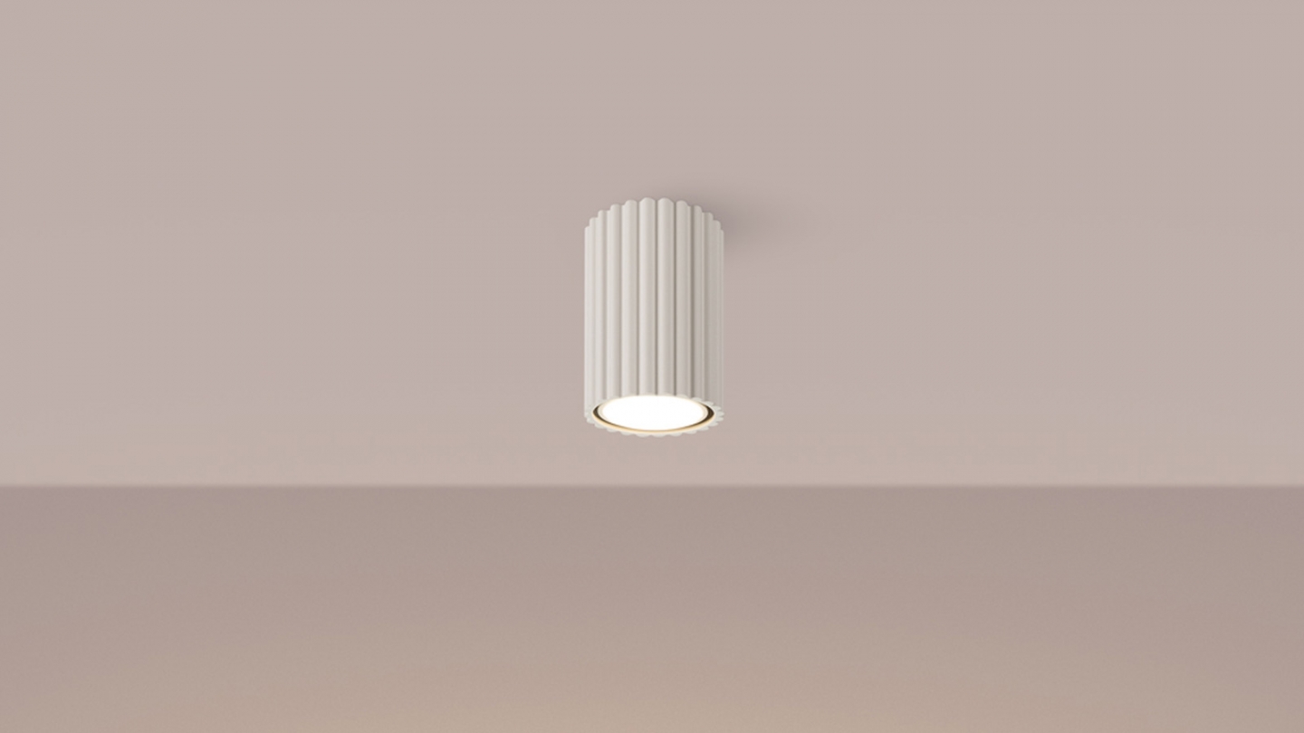 Plafonnier en aluminium cannelé 10 cm beige - Karbon