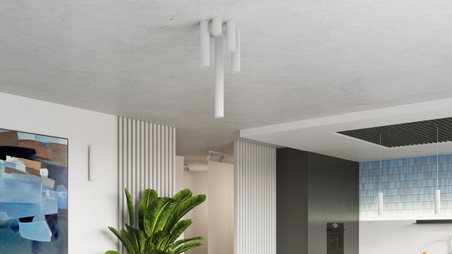Plafonnier en aluminium cannelé 10 cm blanc - Karbon