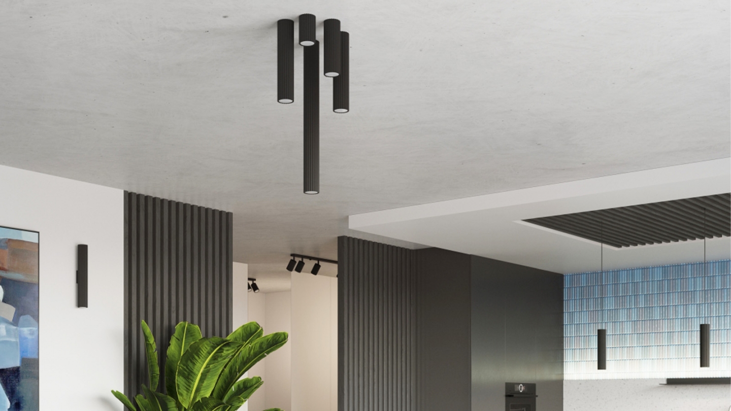 Plafonnier en aluminium cannelé 10 cm noir - Karbon