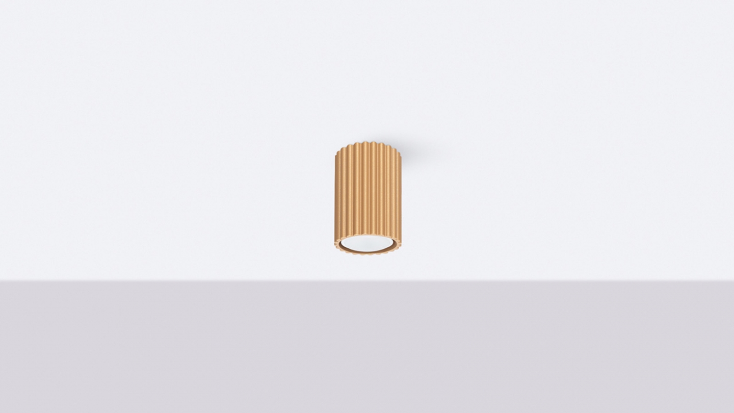 Plafonnier en aluminium cannelé 10 cm or - Karbon