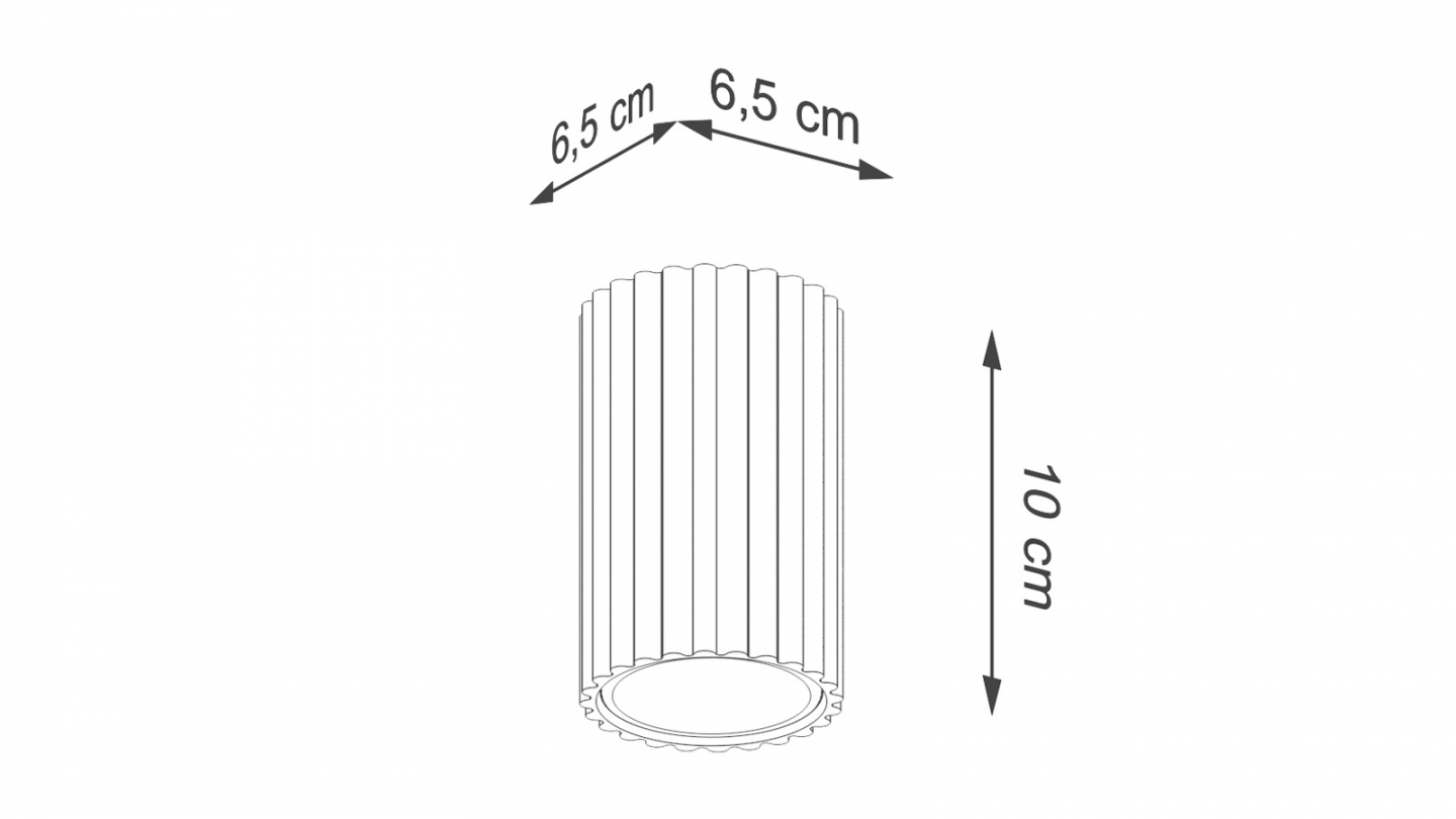 Plafonnier en aluminium cannelé 10 cm or - Karbon