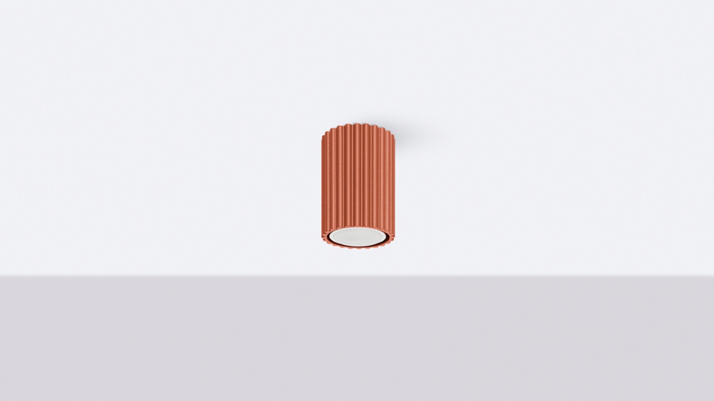 Plafonnier en aluminium cannelé 10 cm terracotta - Karbon