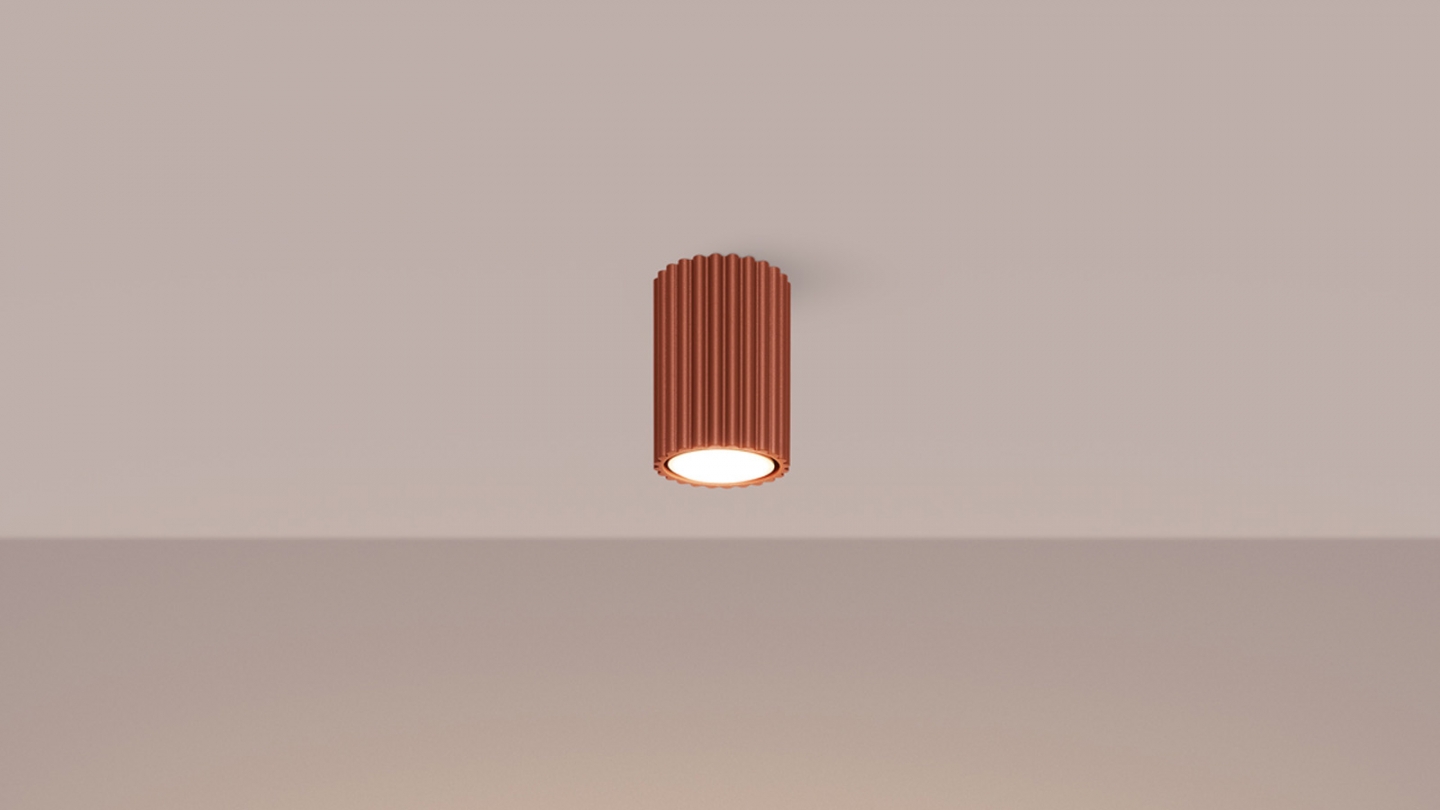 Plafonnier en aluminium cannelé 10 cm terracotta - Karbon