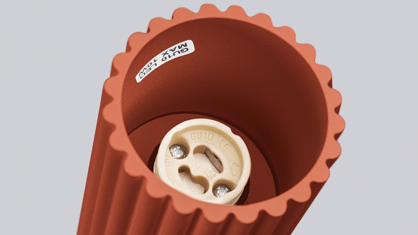 Plafonnier en aluminium cannelé 10 cm terracotta - Karbon