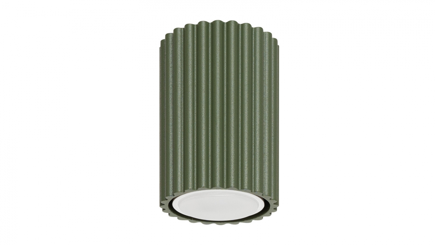Plafonnier en aluminium cannelé 10 cm vert olive - Karbon