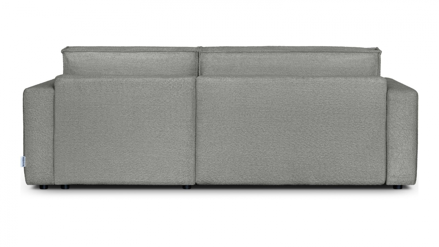 Canapé d'angle à droite convertible 3 places en tissu bouclé gris clair - Asti