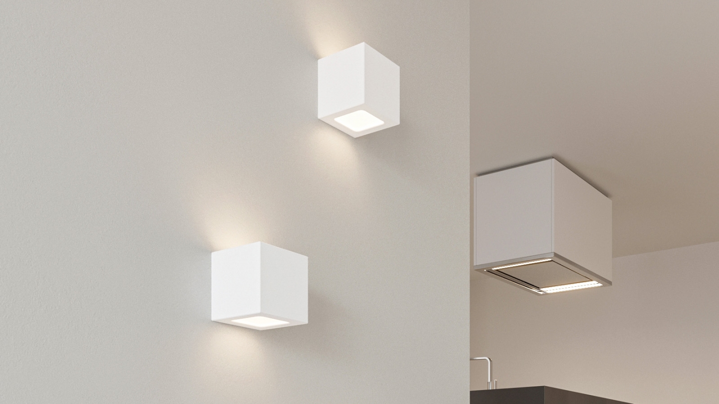 Applique cubique en céramique blanche - Leo