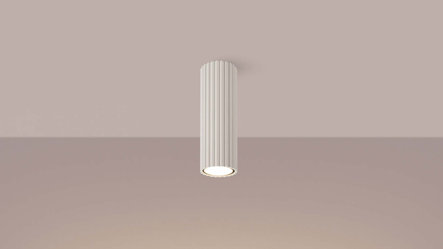 Plafonnier en aluminium cannelé 20 cm beige - Karbon Plafonnier en aluminium cannelé 20 cm beige - Karbon