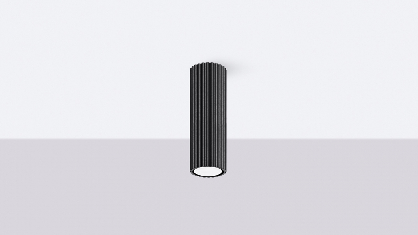 Plafonnier en aluminium cannelé 20 cm noir - Karbon Plafonnier en aluminium cannelé 20 cm noir - Karbon