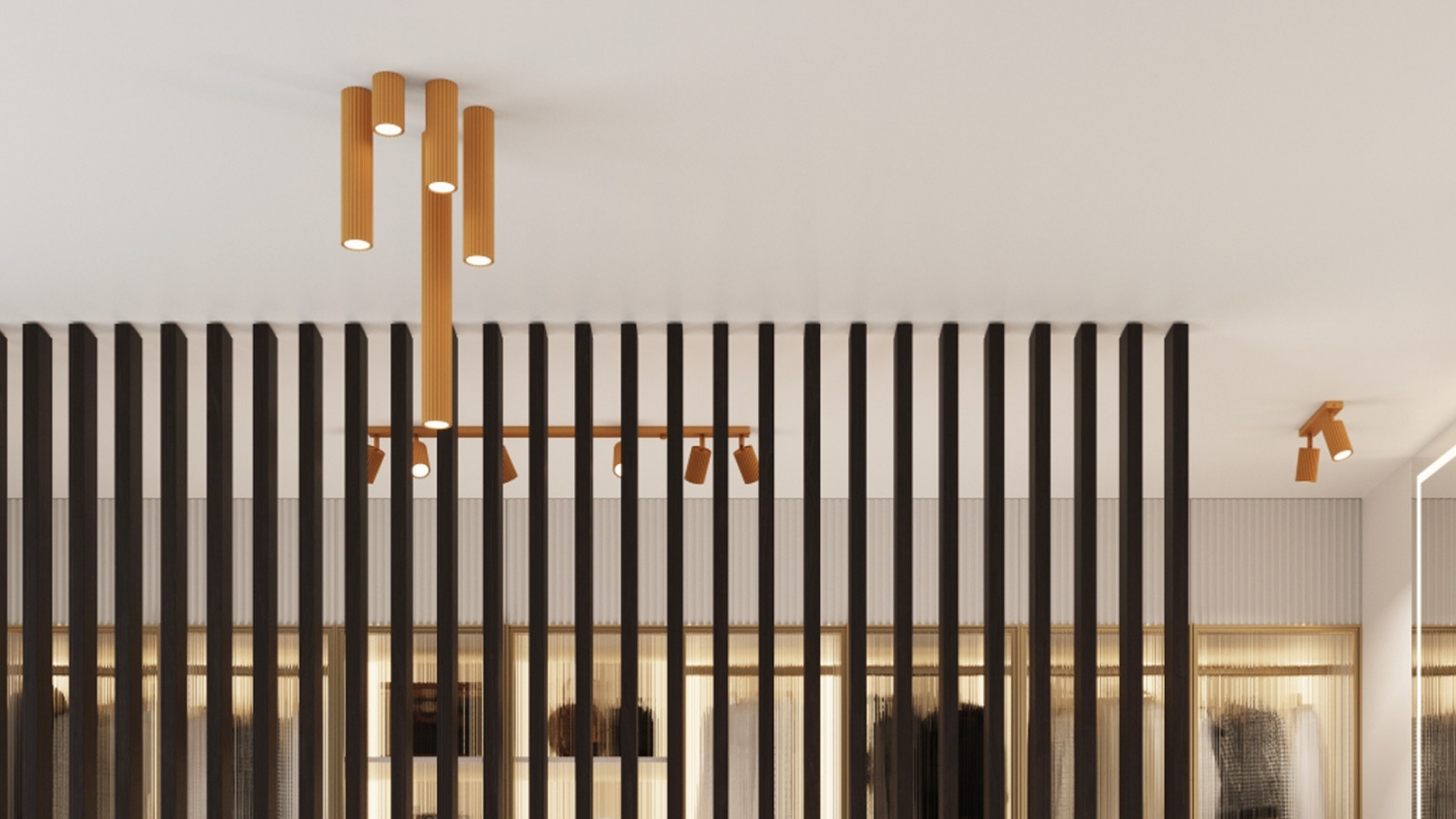 Plafonnier en aluminium cannelé 20 cm or - Karbon