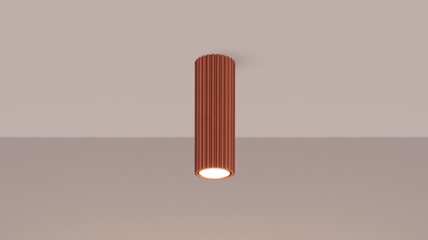 Plafonnier en aluminium cannelé 20 cm terracotta - Karbon