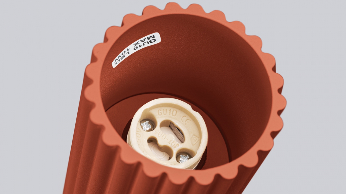 Plafonnier en aluminium cannelé 20 cm terracotta - Karbon