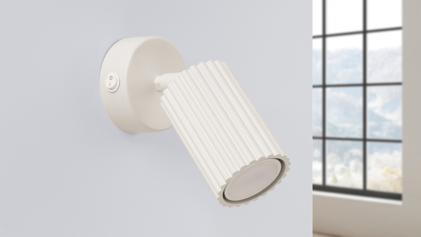 Applique en aluminium cannelé beige avec interrupteur - Karbon