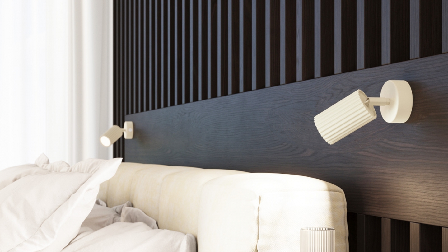 Applique en aluminium cannelé beige avec interrupteur - Karbon