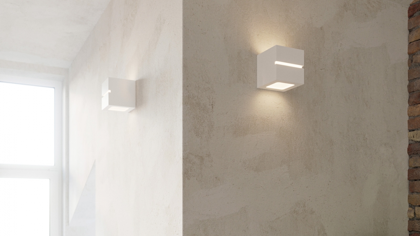 Applique cubique en céramique blanche - Leo