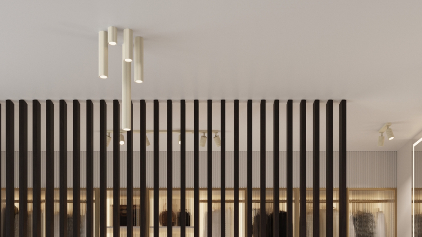 Plafonnier en aluminium cannelé 30 cm beige - Karbon Plafonnier en aluminium cannelé 30 cm beige - Karbon