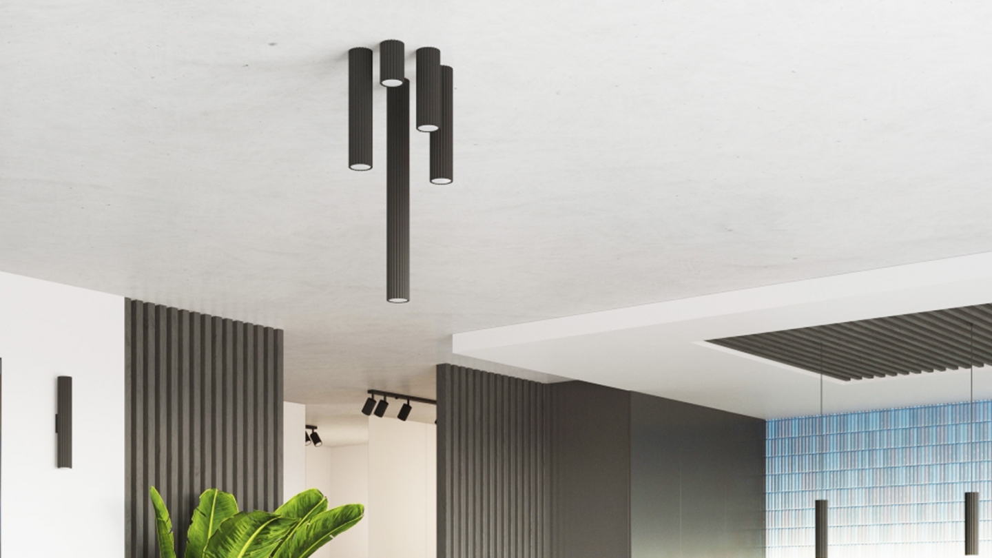 Plafonnier en aluminium cannelé 30 cm noir - Karbon Plafonnier en aluminium cannelé 30 cm noir - Karbon