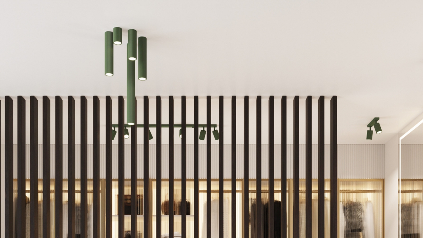 Plafonnier en aluminium cannelé 30 cm vert olive - Karbon Plafonnier en aluminium cannelé 30 cm vert olive - Karbon