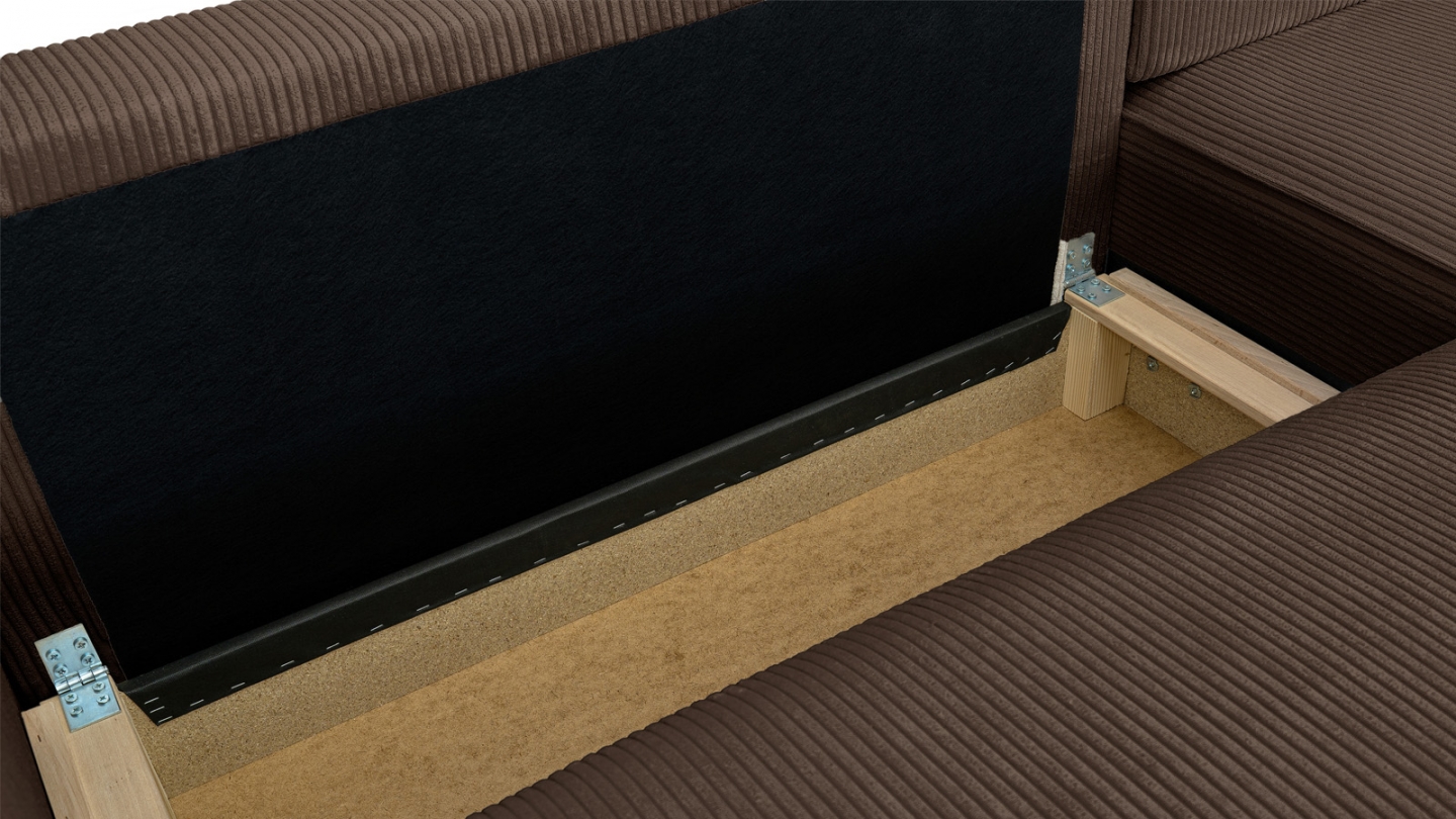 Canapé d'angle ouvert à droite convertible 3 places en velours côtelé moka - Emma Canapé d'angle ouvert à droite convertible 3 places en velours côtelé moka - Emma