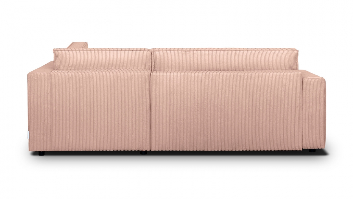 Canapé d'angle ouvert à droite convertible 3 places en velours côtelé rose pâle - Emma Canapé d'angle ouvert à droite convertible 3 places en velours côtelé rose pâle - Emma