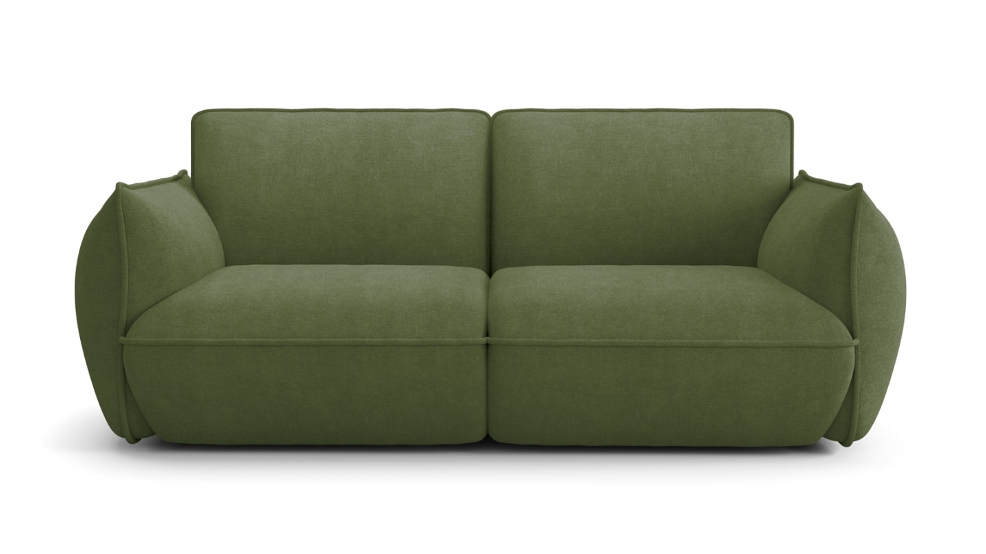 Canapé 3 places en tissu chenille vert olive - Lidia