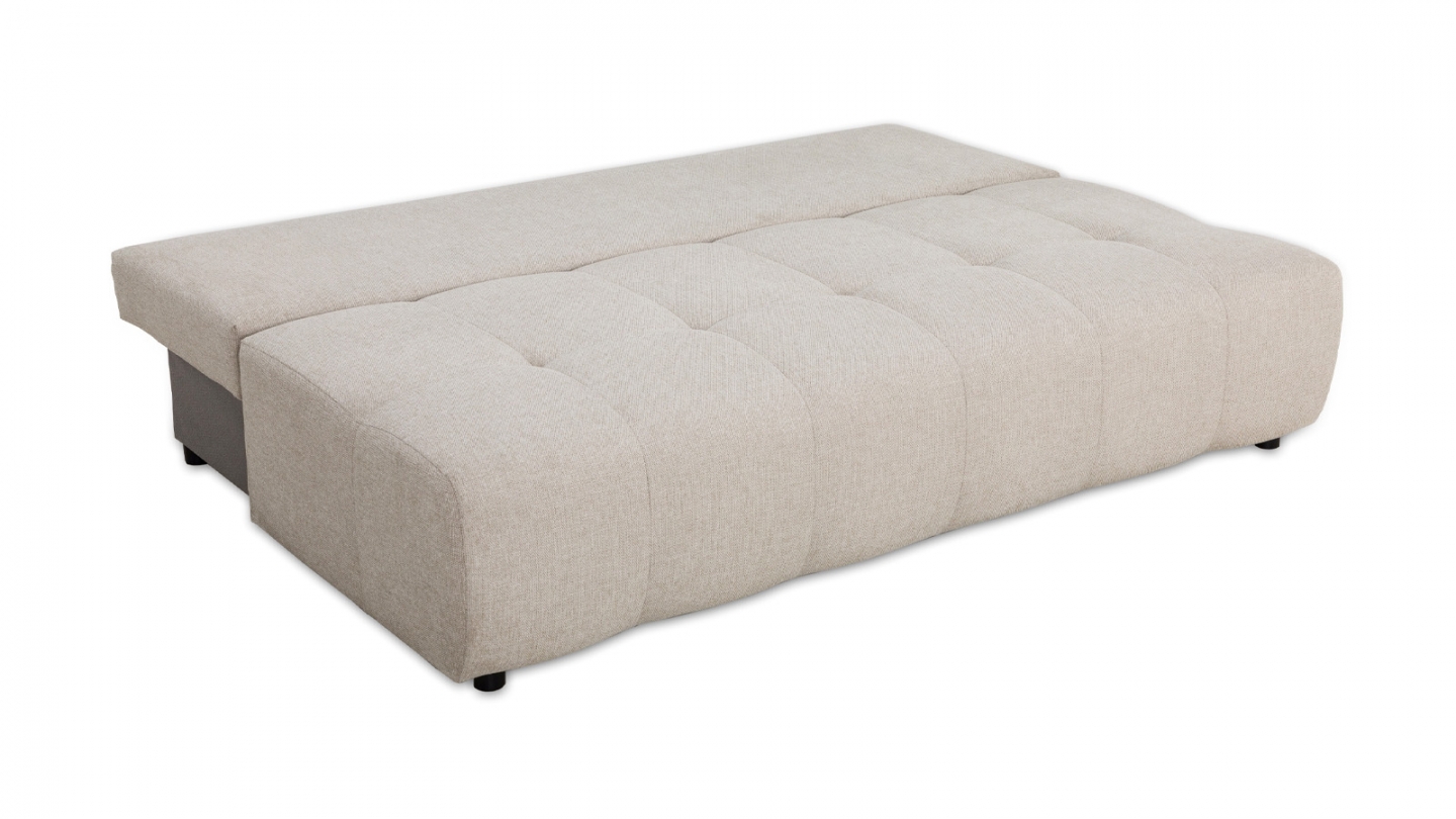 Canapé convertible 3 places en tissu beige - Sacha