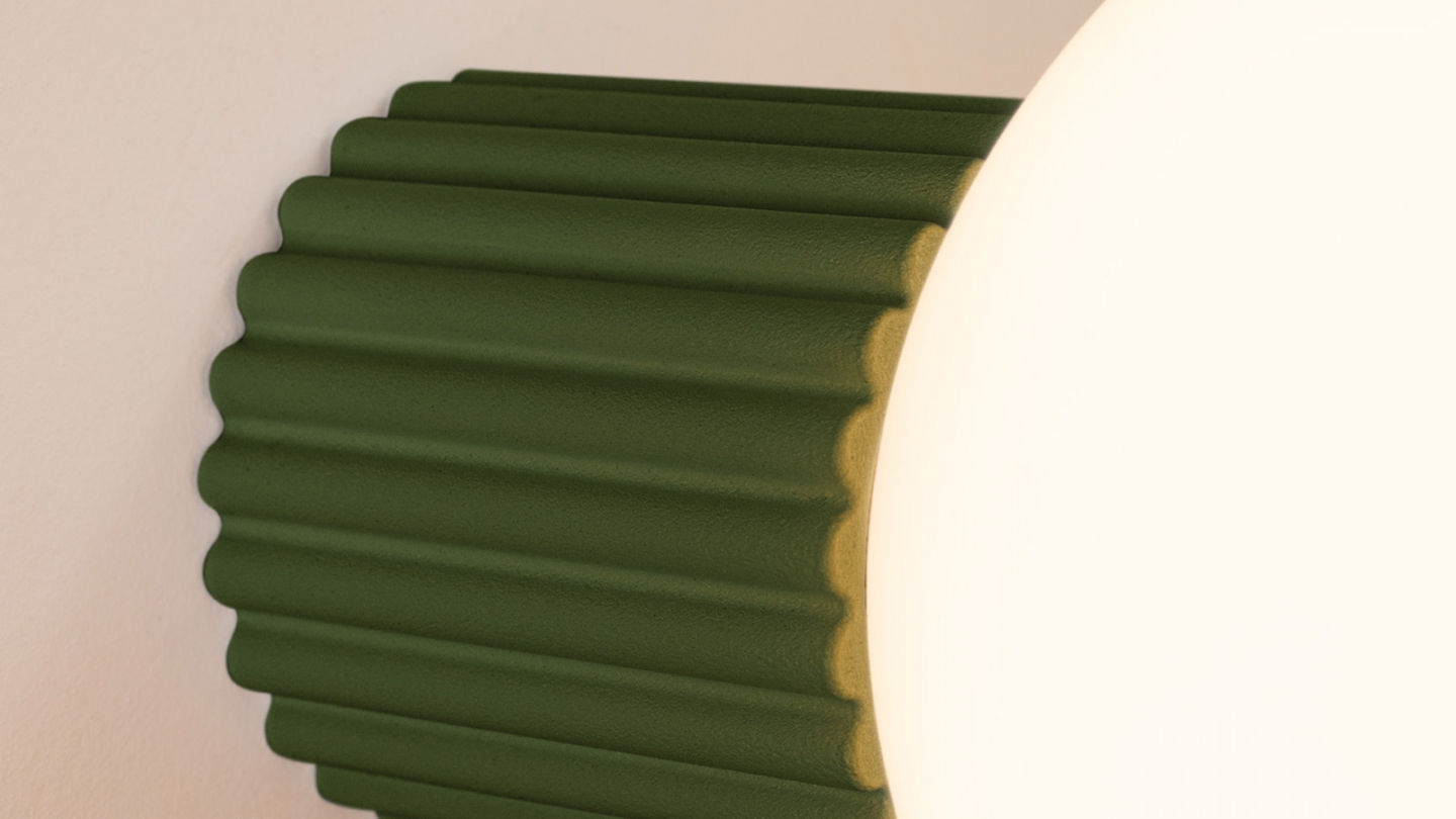 Applique en aluminium cannelé vert olive - Halo